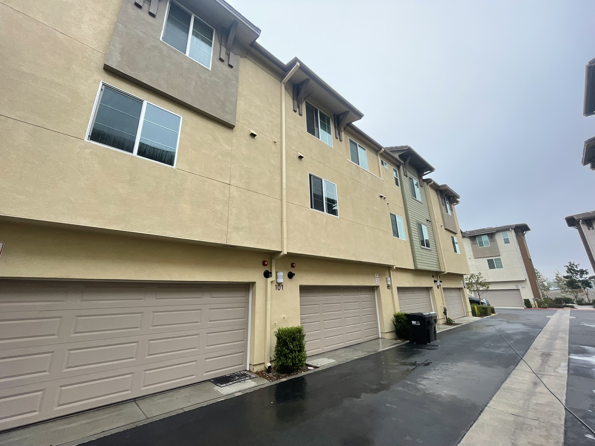 Two-story townhome exteriors after washing