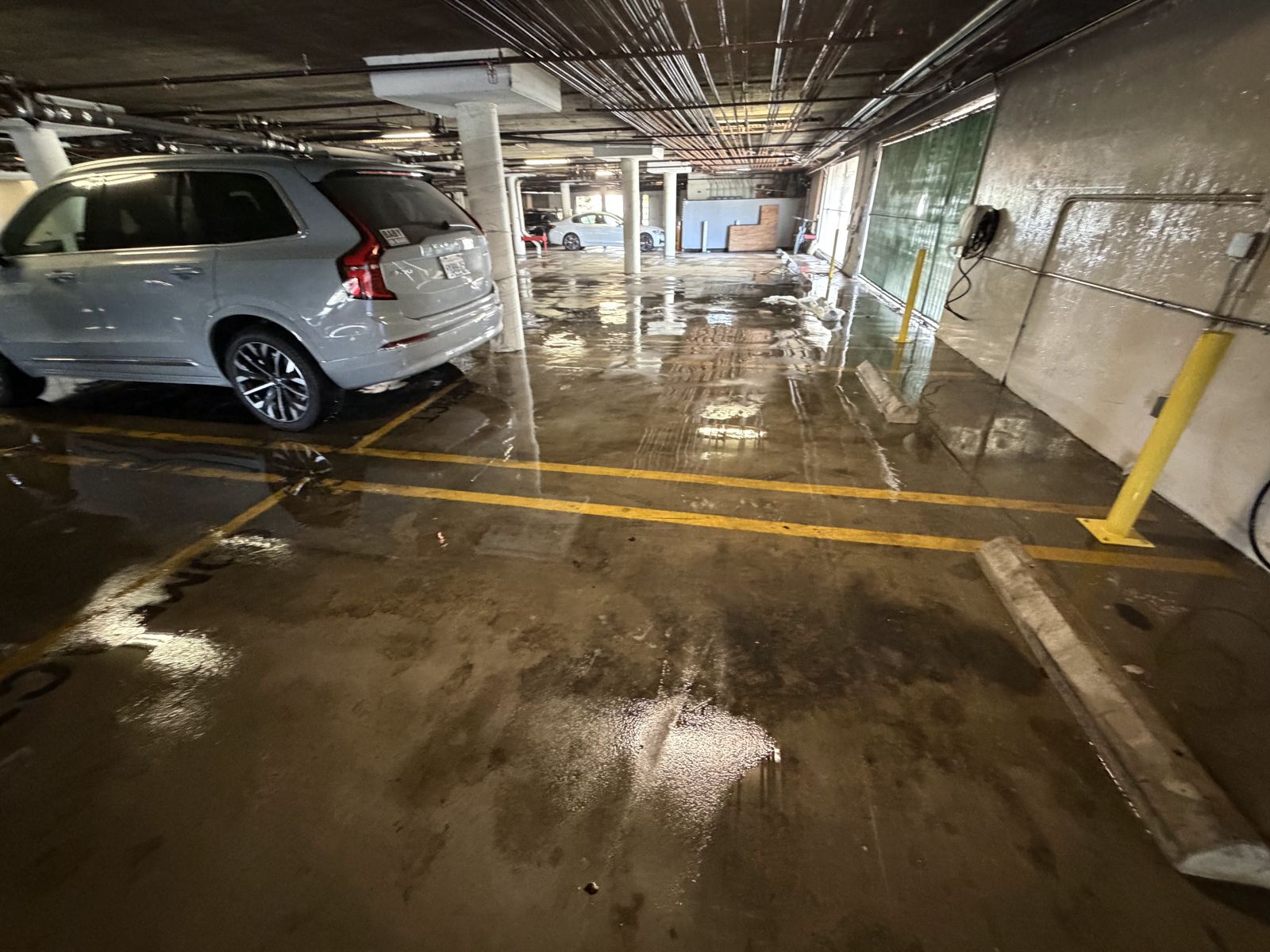 Parking garage level after pressure washing