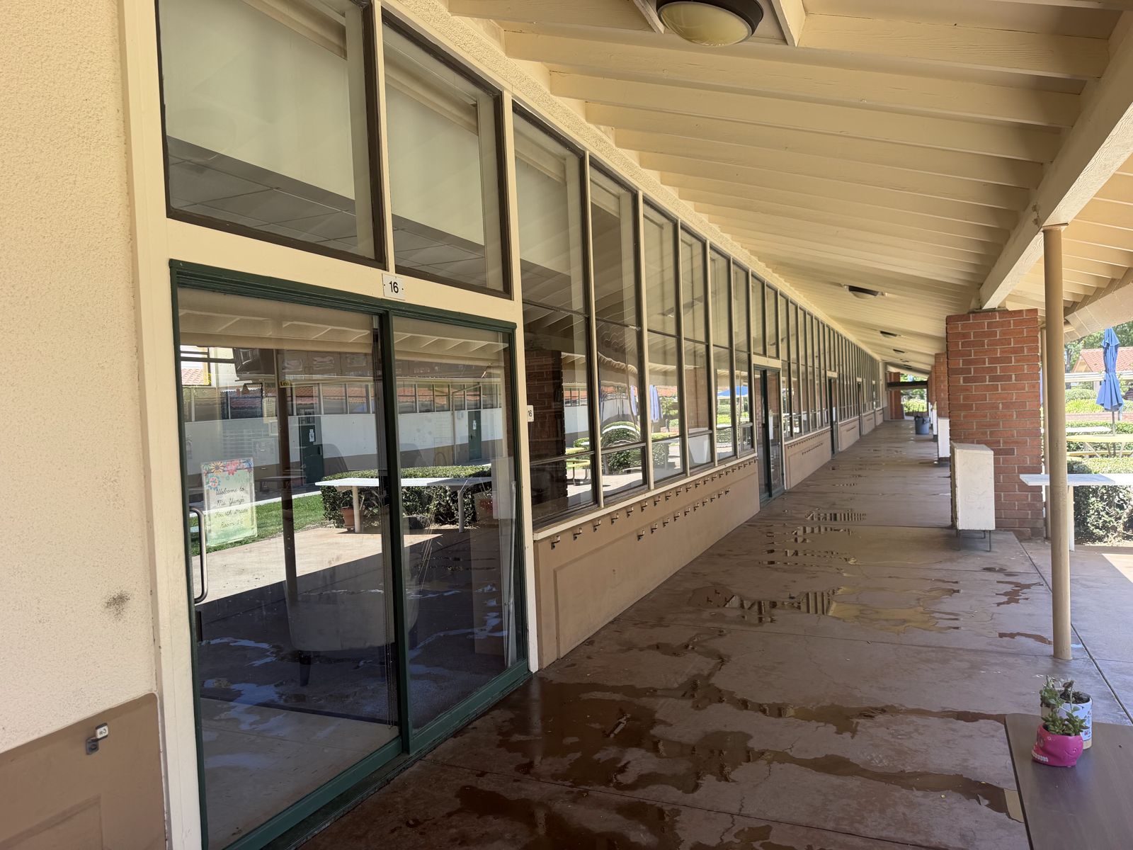 Covered walkway windows after commercial window cleaning