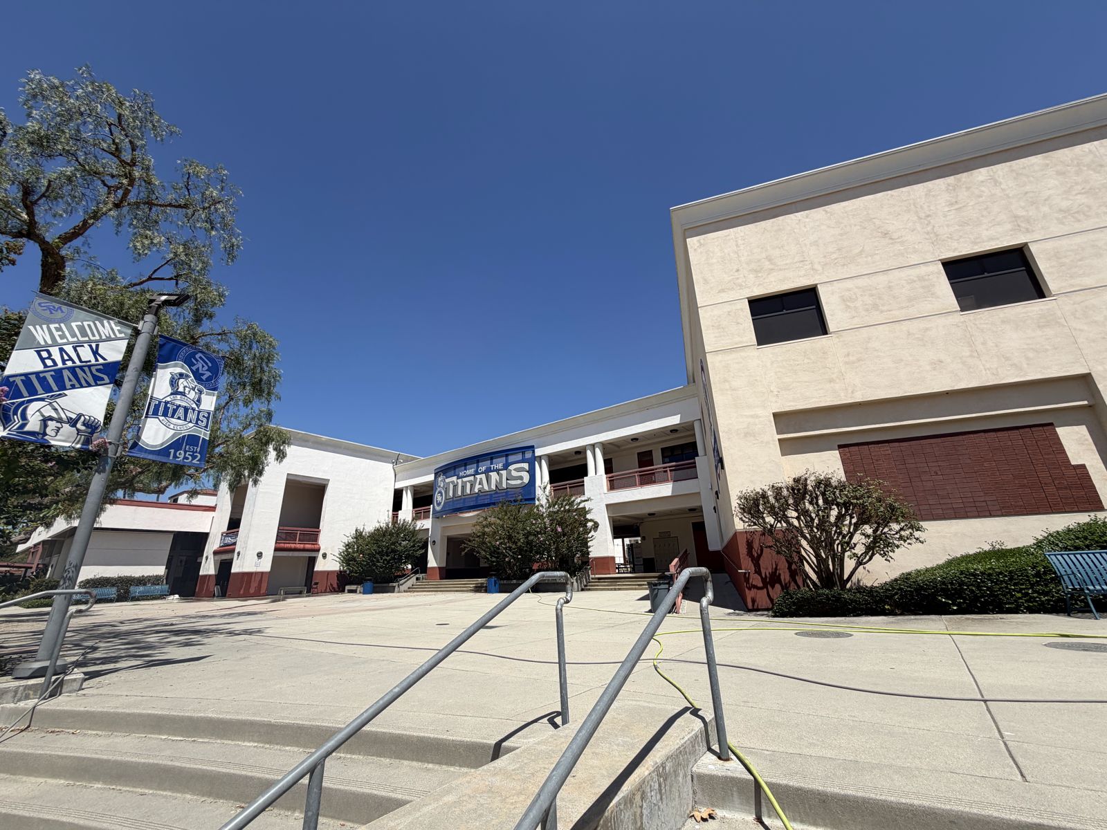 School campus building after commercial pressure washing
