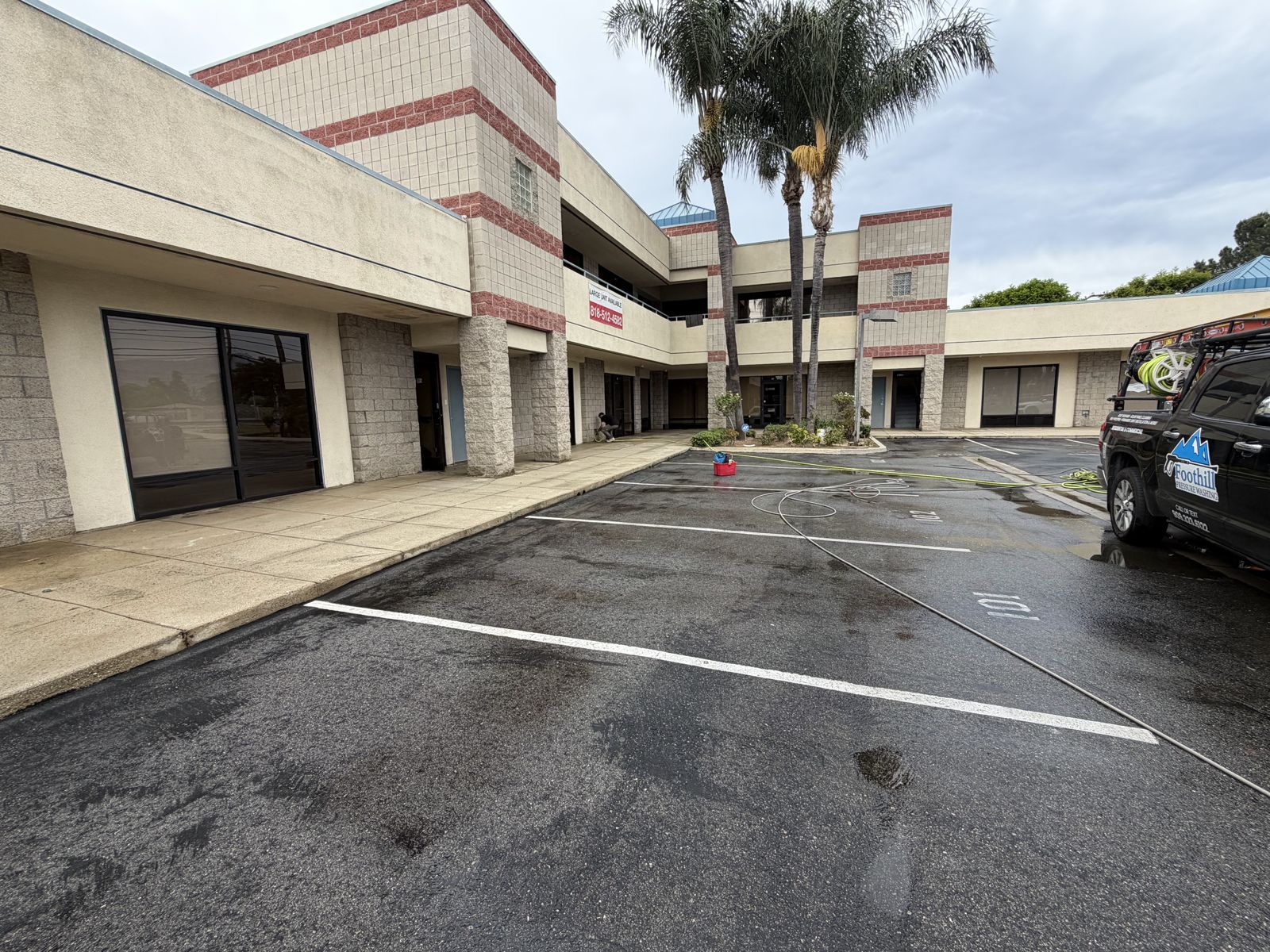 Medical office building parking and entry after pressure washing