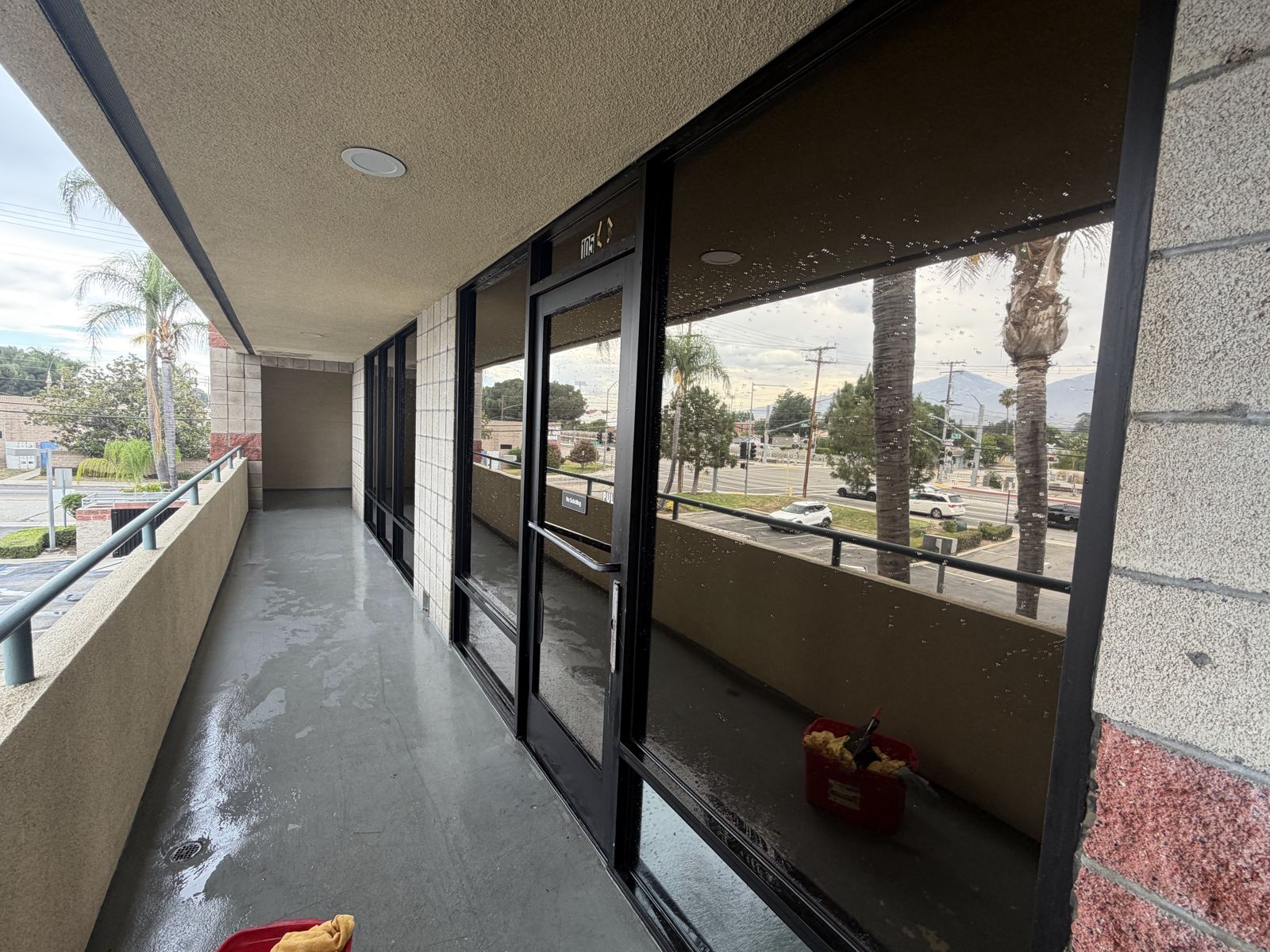 Medical building balcony walkway after cleaning