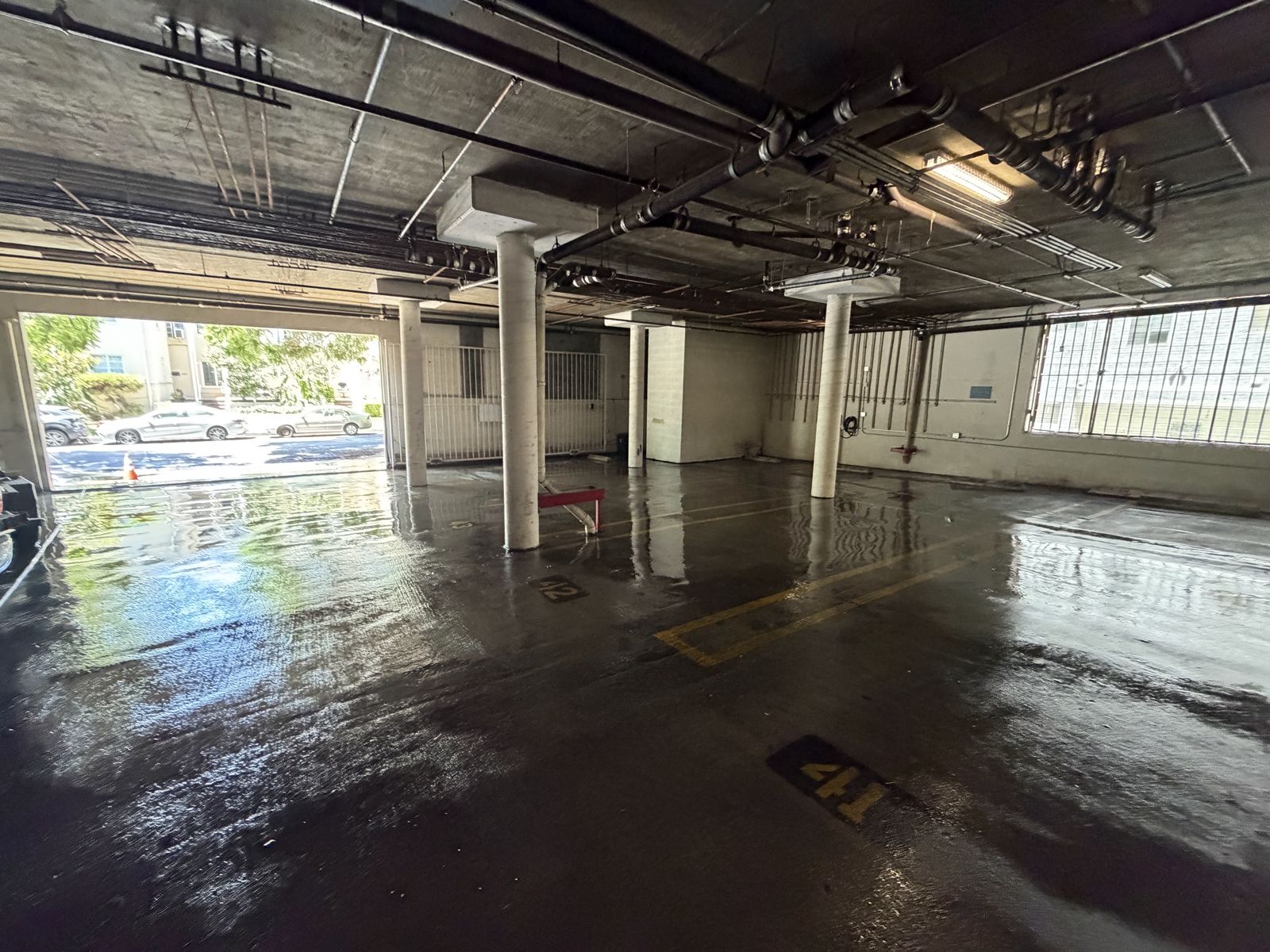 Large venue concourse area after pressure washing