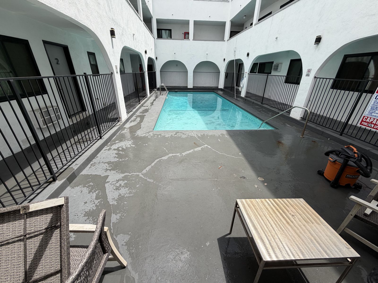 Pool deck after pressure washing